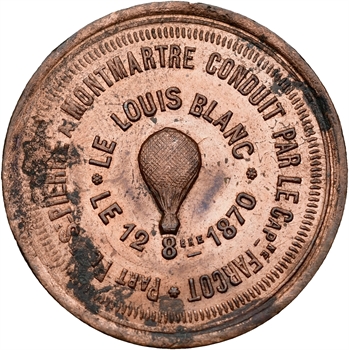 Gvt de Défense nationale, dix centimes ballon monté n° 10 le Louis Blanc, 1870