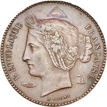 IIe République, 1er concours de 10 centimes par Rogat, en cuivre, 1848 Paris