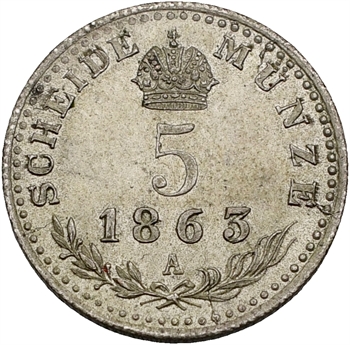 Autriche, François Joseph Ier, 5 kreuzer 1863 Vienne