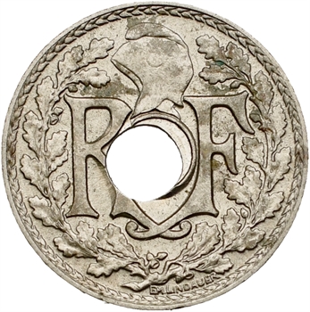 IIIe République, 5 centimes Lindauer variété trou décentré, 1939 Paris