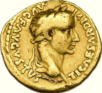 Tibère, aureus, Lyon, 14-37