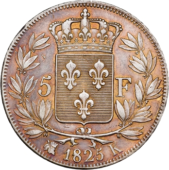 Charles X, 5 francs 1er type, 1825 Bordeaux