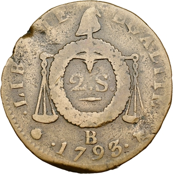 Convention, deux sols aux balances, 1793 Rouen