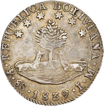 Bolivie (République de), 8 soles, 1839 Potosi