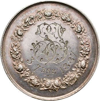 IIIe République, médaille de mariage par Pingret, 1887 Paris