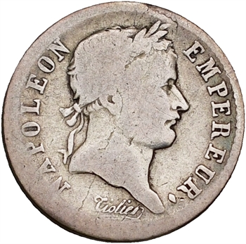Premier Empire, quart de franc tête laurée, 1808 Limoges