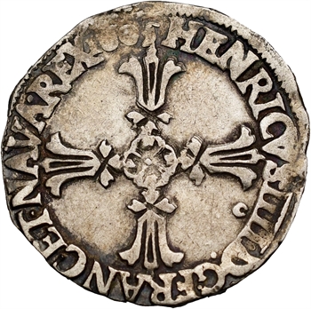 Henri IV, quart d&rsquo;écu, croix feuillue de face, 1605 Rennes