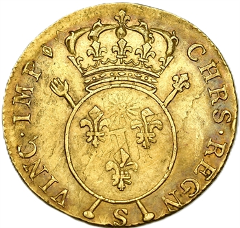 Louis XV, double louis d&rsquo;or aux insignes, 1716 Reims