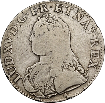 Louis XV, écu aux branches d&rsquo;olivier, 1727 Caen