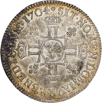 Louis XIV, demi-écu aux huit L, 2e type, 1704 Paris