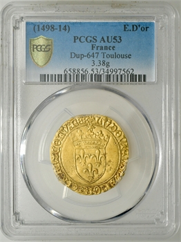 Louis XII, écu d’or au soleil, Toulouse, PCGS AU53