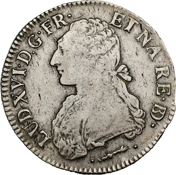 Louis XVI, écu aux branches d&rsquo;olivier du Béarn, 1779 Pau