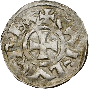 Poitou (comté de), au type de Charles le Simple, denier immobilisé, Melle, s.d. (c.950-980)
