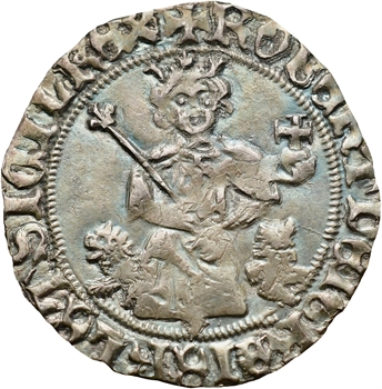 Provence (comté de), frappe posthume au nom de Robert d’Anjou, carlin ou gillat immobilisé, c.1350-1400 Naples ?