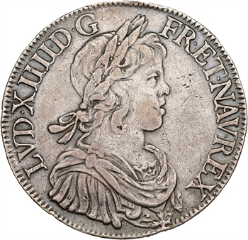 Louis XIV, écu à la mèche courte, 1645 Paris (point)