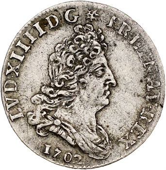 Louis XIV, cinq sols aux insignes, 1702 Paris