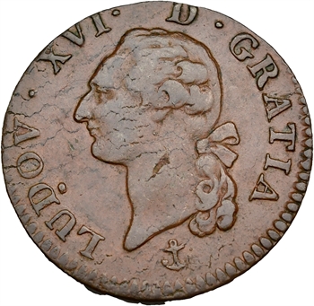 Louis XVI, sol de bronze, 1791, 2d semestre, La Rochelle