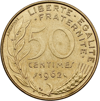 Ve République, 50 centimes Lagriffoul 4 plis, 1962 Paris