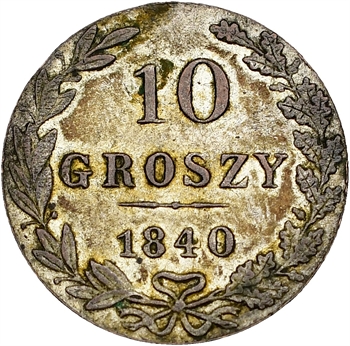 Pologne (occupation russe), Nicolas Ier, 10 Groszy, 1840 Varsovie