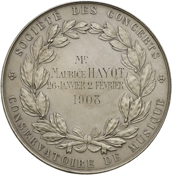 IIIe République, prix du Conservatoire de Musique à Maurice Hayot, en argent, 1908 Paris