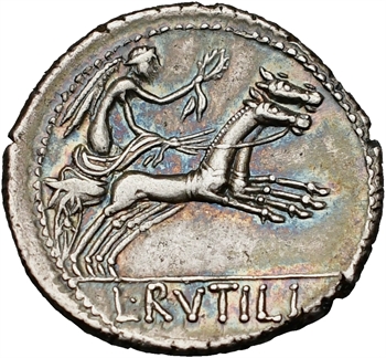 Rutilia, denier, Rome, 77 av. J.-C.