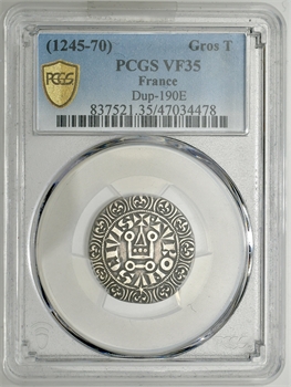 Louis IX (Saint Louis), gros tournois à l’étoile, PCGS VF35