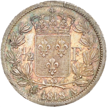 Louis XVIII, 1/2 franc, 1818 Paris