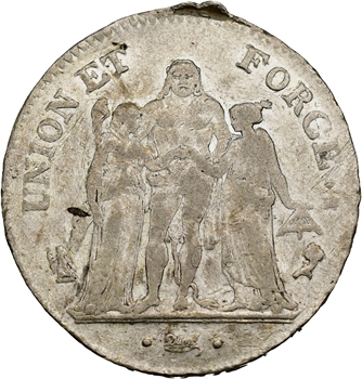 Directoire, 5 francs Union et Force, An 5 Paris
