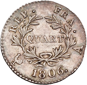 Premier Empire, quart de franc calendrier grégorien, 1806 Paris