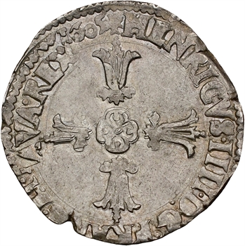 Henri IV, quart d&rsquo;écu, croix feuillue de face, 1605 Angers