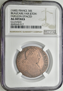 Louis XIV, 30 sols de la Foire de Beaucaire (annulé), s.d. (1682), NGC AG DETAILS
