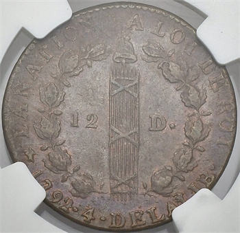 Constitution, 12 deniers FRANÇOIS, An 4, 2d semestre, 1792 Lyon NGC MS63BN