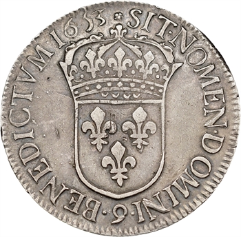 Louis XIV, écu à la mèche longue, 1653 Rennes