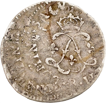 Louis XIV, 4 sols aux 2 L, 1696 (?) Rouen variété double frappe