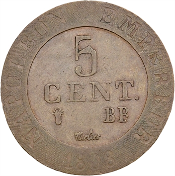 Premier Empire, 5 centimes Strasbourg, 1808 Strasbourg