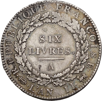 Convention, écu de six livres, 1793, 2d semestre, Paris