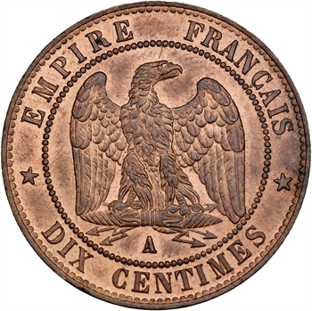 Second Empire, dix centimes tête nue, 1856 Paris
