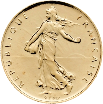 Ve République, 1 franc Semeuse Or, Brillant Universel, 2001 Pessac