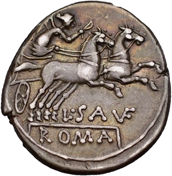 Saufeia, denier, Rome, 152 av. J.-C.