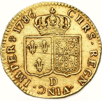Louis XVI, louis d&rsquo;or à la tête nue, 1786, 2d semestre, Lyon