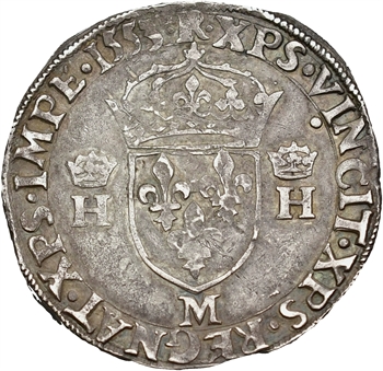 Henri II, teston à la tête nue 5e type, 1553 Toulouse