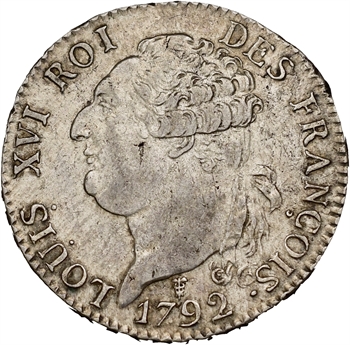 Constitution, demi-écu de 3 livres FRANÇOIS, An 4, 2d semestre, 1792 Bordeaux