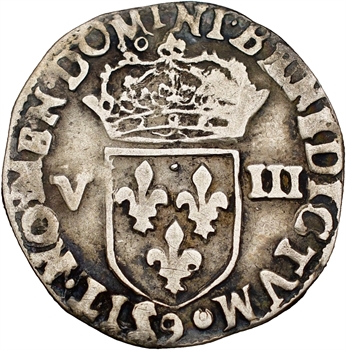 Henri III, huitième d&rsquo;écu croix de face, 1587 Rennes