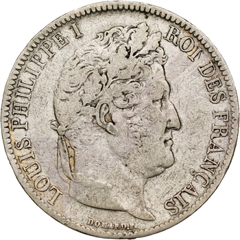 Louis-Philippe Ier, 5 francs Ier type Domard, tranche en creux, 1831 Bordeaux
