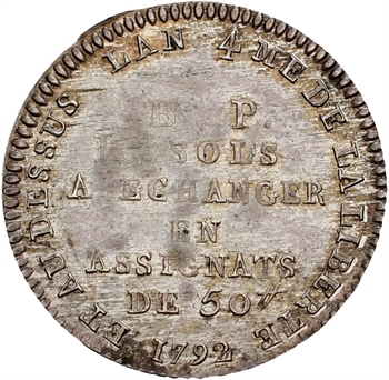 Constitution, Bon pour 10 sols Lefèvre et Lesage, An 4, 1792 Paris