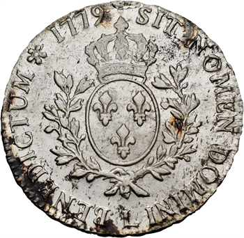 Louis XVI, écu aux branches d&rsquo;olivier, 1779 Bayonne