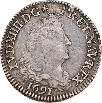 Louis XIV, quart d&rsquo;écu aux huit L, 1er type, 1691 Paris