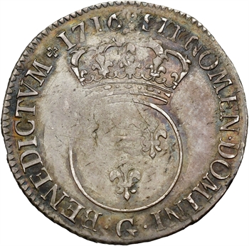 Louis XV, quart d’écu dit Vertugadin, 1716 Poitiers