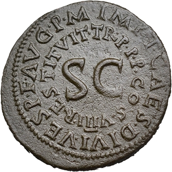 Tibère, as, Rome, 80/81 (restitution de Titus)