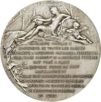 Russie/France, pose de la première pierre du pont Alexandre III à Paris, par Daniel-Dupuis, dans sa boîte, 1896 Paris
